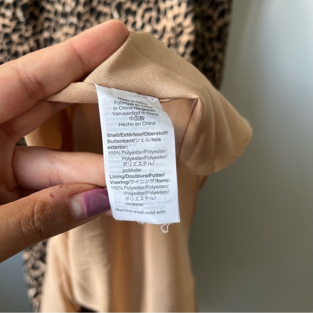 J.Crew Factory Ruffle Neck Peasant Dress Animal Leopard Print Midi Dress Size 6 - Picture 12 of 15
